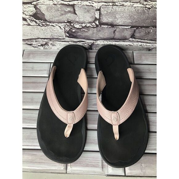 OluKai Ohana Pink Synthetic Black Flip Flops Beach Sandals Women Sz 11M US/41EU - Picture 13 of 16